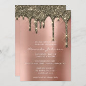 Invitation Fête des mariées Mariage Anniversaire Rose Gold Dr (Devant / Derrière)
