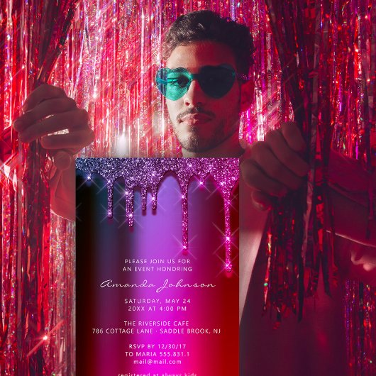 Invitation Fête des mariées Mariage Anniversaire rose pourpre