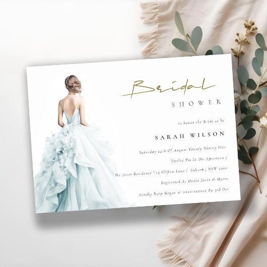 Invitation Fête des mariées Mariage Aqua Blue Watercolor