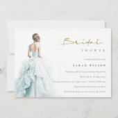 Invitation Fête des mariées Mariage Aqua Blue Watercolor (Devant)