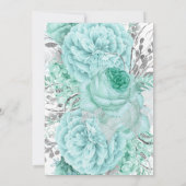 Invitation Fête des mariées Mariage Aqua & Silver Floral (Dos)