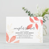 Invitation Fête des mariées Mariage botanique Coral Gold Coup (Debout devant)