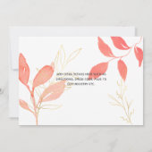 Invitation Fête des mariées Mariage botanique Coral Gold Coup (Dos)