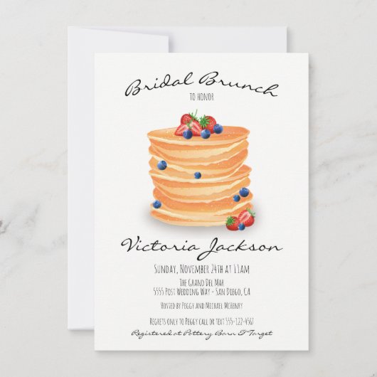 Invitation Fête des mariées Mariage Brunch Pancakes Invitatio (Devant)