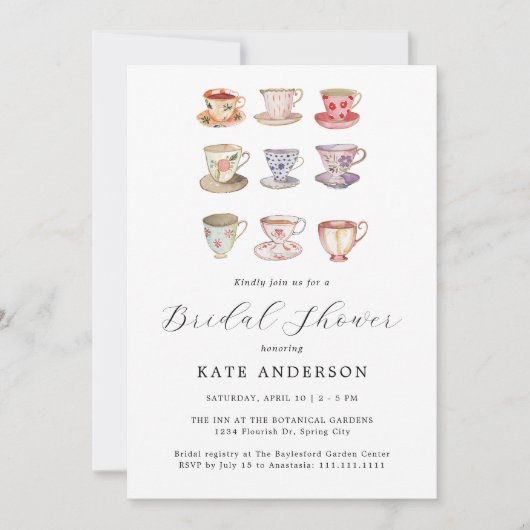 Invitation Fête des mariées mariage Brunch Tea Party (Devant)