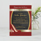 Invitation Fête des mariées mariage | Chic Gold Rouge talons (Debout devant)