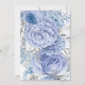 Invitation Fête des mariées Mariage couleur bleu et argent (Dos)