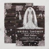 Invitation Fête des mariées Mariage de dentelle vintage (Devant / Derrière)