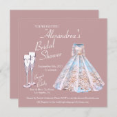 Invitation Fête des mariées mariage de robe Brunch & Bubbly (Devant / Derrière)