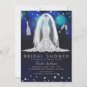 Invitation Fête des mariées Mariage de robe en diamants Blue (Devant)