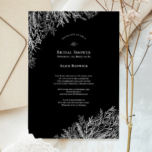Invitation Fête des mariées Mariage de verdure noire et blanc