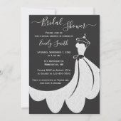 Invitation Fête des mariées Mariage dentelle noir et blanc (Devant)