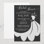 Invitation Fête des mariées Mariage dentelle noir et blanc (Devant / Derrière)