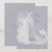 Invitation Fête des mariées Mariage Dusty Blue (Devant / Derrière)