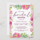 Invitation Fête des mariées Mariage florale rose chic en fleu (Devant)