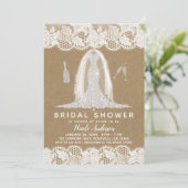 Invitation Fête des mariées Mariage Kraft & Lace Diamond (Debout devant)