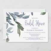 Invitation Fête des mariées Mariage moderne bleu Floral (Devant)