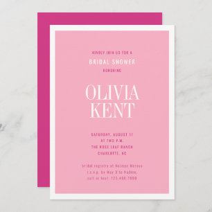 Invitation Fête des mariées Mariage moderne Bold Pink Magenta