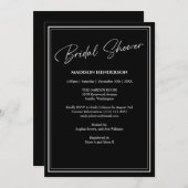 Invitation Fête des mariées Mariage noir et blanc classique (Devant / Derrière)