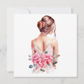 Invitation Fête des mariées Mariage rose Aquarelle moderne (Dos)