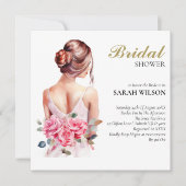 Invitation Fête des mariées Mariage rose Aquarelle moderne (Devant)