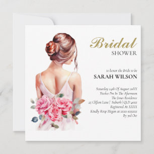 Invitation Fête des mariées Mariage rose Aquarelle moderne