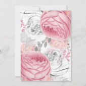 Invitation Fête des mariées Mariage rose et argent (Dos)