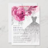 Invitation Fête des mariées Mariage rose et argent (Devant)