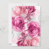 Invitation Fête des mariées Mariage rose et argent (Dos)