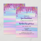 Invitation Fête des mariées Mariage Sweet 16ème Holographe (Devant / Derrière)