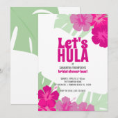 Invitation FÊTE DES MARIÉES mariage tropicale rose luau (Devant / Derrière)