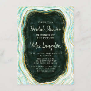 Invitation Fête des mariées Mariage turquoise Green & Gold Ag