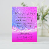 Invitation Fête des mariées Mariage Waves Ombre Fuchsia rose (Debout devant)