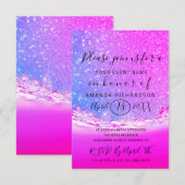 Invitation Fête des mariées Mariage Waves Ombre Fuchsia rose (Devant / Derrière)