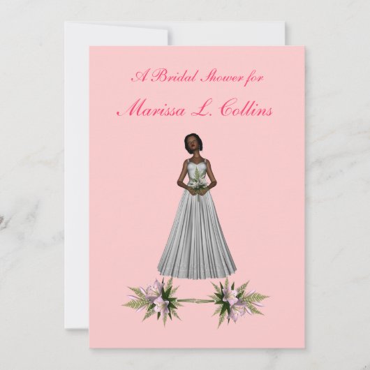 Invitation "Fête des mariées" Mariée afro-amer [1] avec Flo r (Devant)