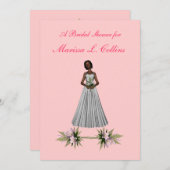 Invitation "Fête des mariées" Mariée afro-amer [1] avec Flo r (Devant / Derrière)