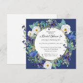 Invitation Fête des mariées Marine Aquarelle Blanche Poppy Fl (Devant / Derrière)