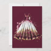 Invitation Fête des mariées Marsala Red et Gold Peony (Dos)