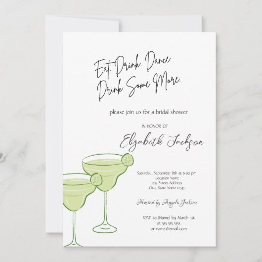 Invitation Fête des mariées Martini aquarelle (Devant)