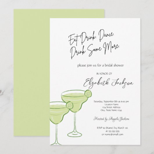 Invitation Fête des mariées Martini aquarelle (Devant / Derrière)