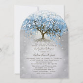 Invitation Fête des mariées Mason Jar Bleu Coeur Leaf Arbre (Devant)