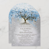 Invitation Fête des mariées Mason Jar Bleu Coeur Leaf Arbre (Devant / Derrière)