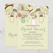 Invitation Fête des mariées Mason Jar et Fleurs Rétro (Devant / Derrière)