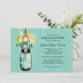 Invitation Fête des mariées Mason Jar et Fleurs sauvages (Debout devant)