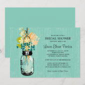 Invitation Fête des mariées Mason Jar et Fleurs sauvages (Devant / Derrière)