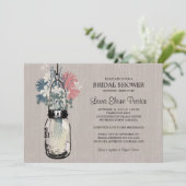 Invitation Fête des mariées Mason Jar et Fleurs sauvages (Debout devant)