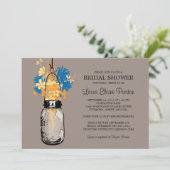 Invitation Fête des mariées Mason Jar et Fleurs sauvages (Debout devant)