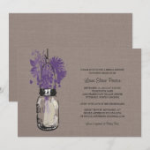 Invitation Fête des mariées Mason Jar et Fleurs sauvages (Devant / Derrière)