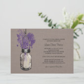 Invitation Fête des mariées Mason Jar et Fleurs sauvages (Debout devant)