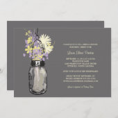 Invitation Fête des mariées Mason Jar et Fleurs sauvages (Devant / Derrière)